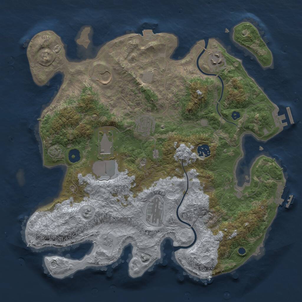 Rust Map: Procedural Map, Size: 3500, Seed: 3235090, 12 Monuments