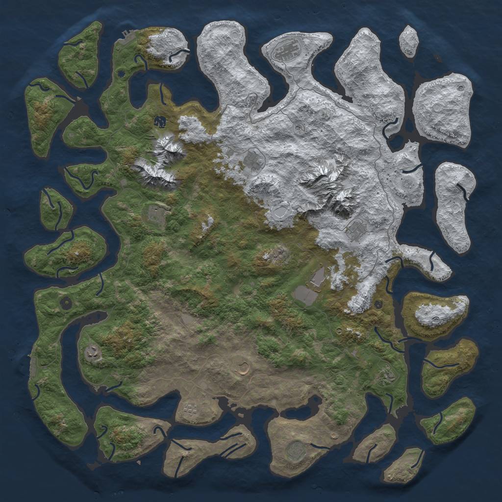 Rust Map: Procedural Map, Size: 6000, Seed: 9820, 20 Monuments