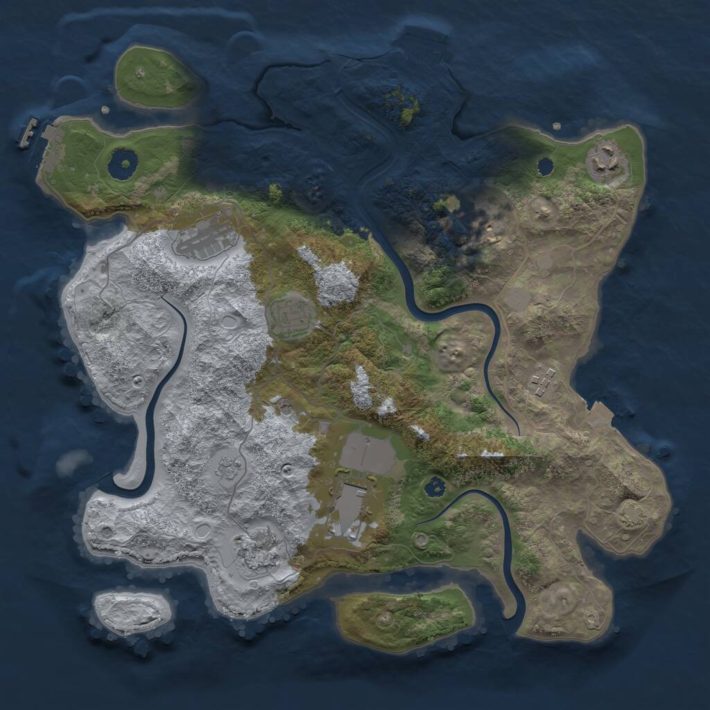 Rust Map: Procedural Map, Size: 3500, Seed: 2775480, 13 Monuments