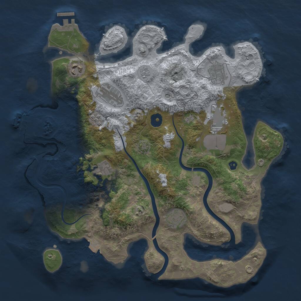 Rust Map: Procedural Map, Size: 3500, Seed: 991968, 13 Monuments