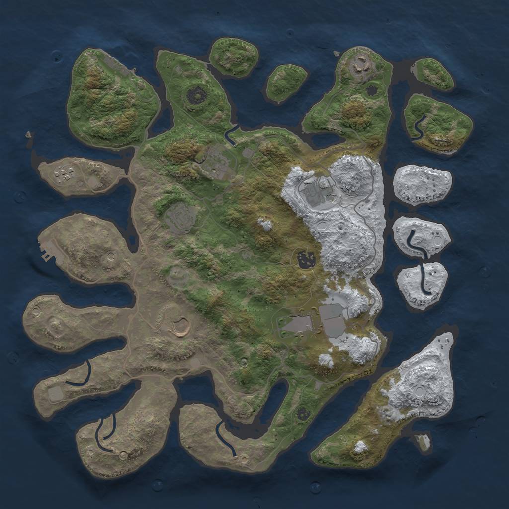 Rust Map: Procedural Map, Size: 4000, Seed: 2055104363, 16 Monuments