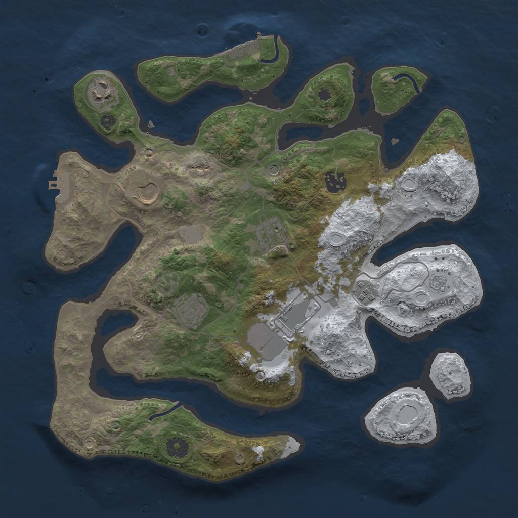Rust Map: Procedural Map, Size: 3500, Seed: 985315, 16 Monuments