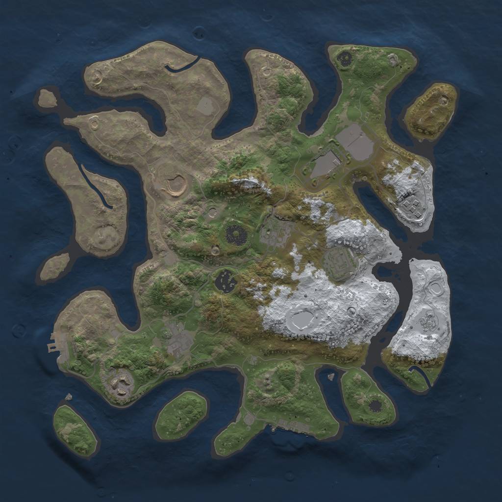 Rust Map: Procedural Map, Size: 3500, Seed: 2796707, 17 Monuments