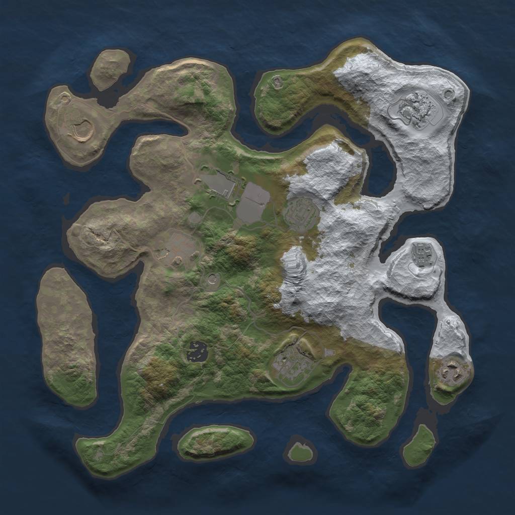 Rust Map: Barren, Size: 3500, Seed: 1468999, 12 Monuments