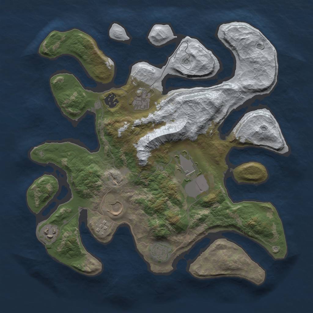 Rust Map: Barren, Size: 3500, Seed: 6290958, 10 Monuments