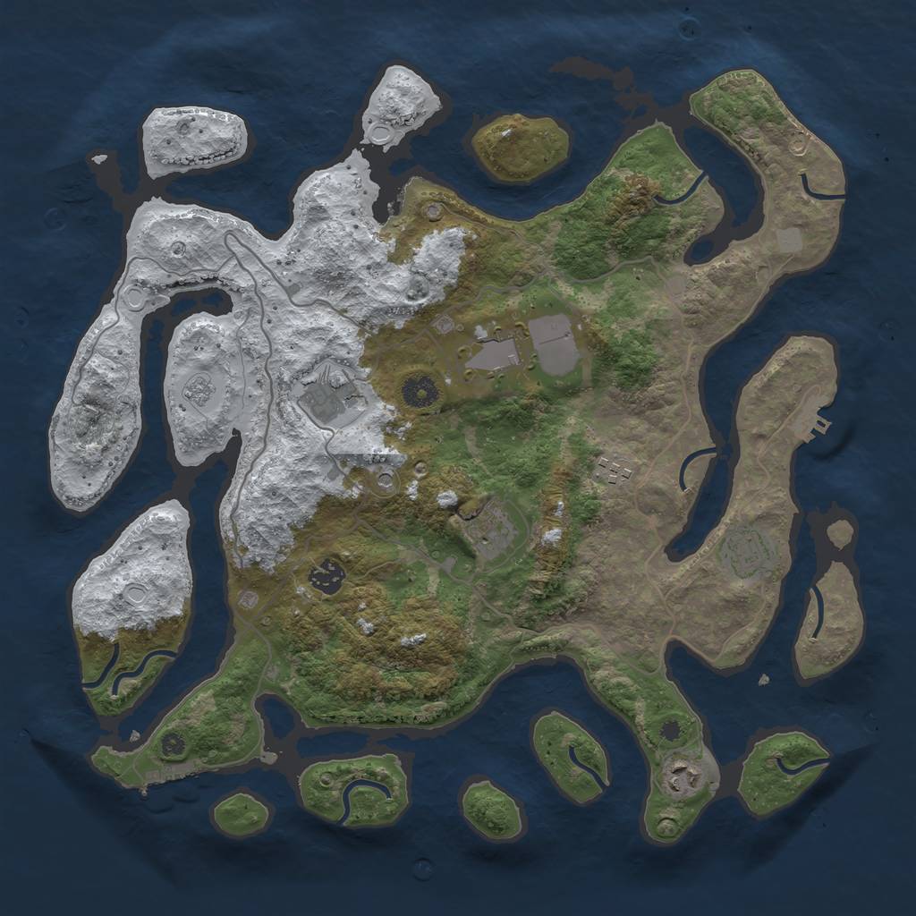 Rust Map: Procedural Map, Size: 4000, Seed: 821535, 16 Monuments