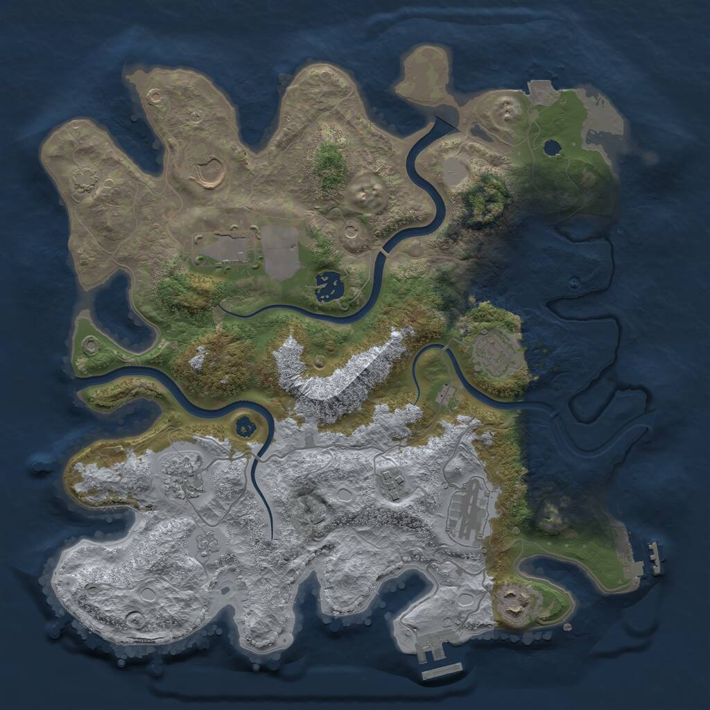 Rust Map: Procedural Map, Size: 3500, Seed: 3790076, 14 Monuments