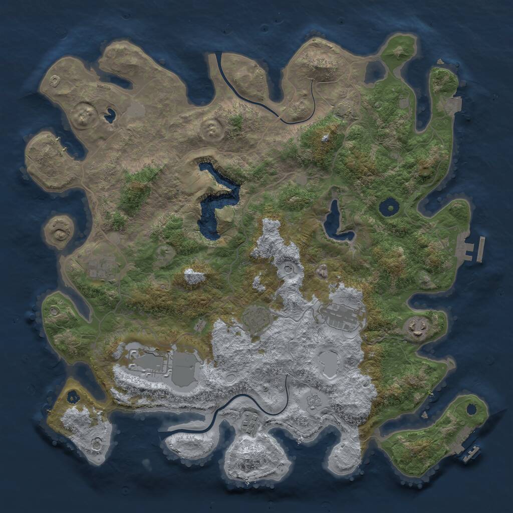 Rust Map: Procedural Map, Size: 4000, Seed: 249870, 12 Monuments