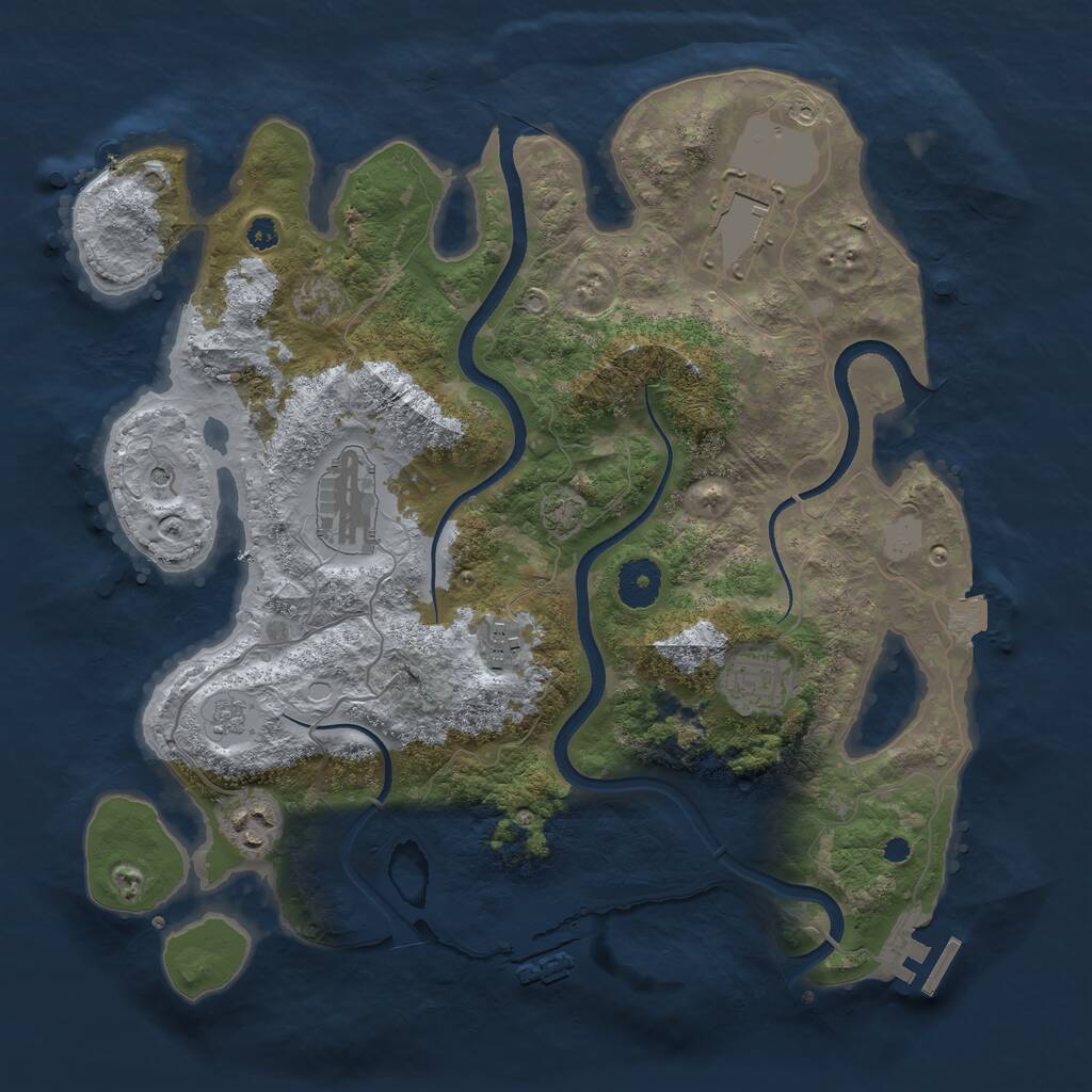 Rust Map: Procedural Map, Size: 3500, Seed: 1728574, 11 Monuments