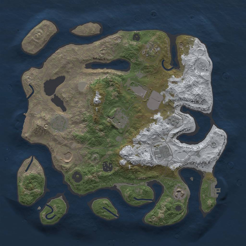 Rust Map: Procedural Map, Size: 3500, Seed: 2995850, 18 Monuments