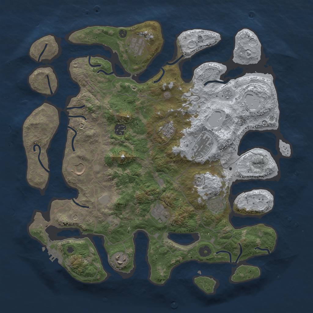 Rust Map: Procedural Map, Size: 4000, Seed: 218629, 16 Monuments