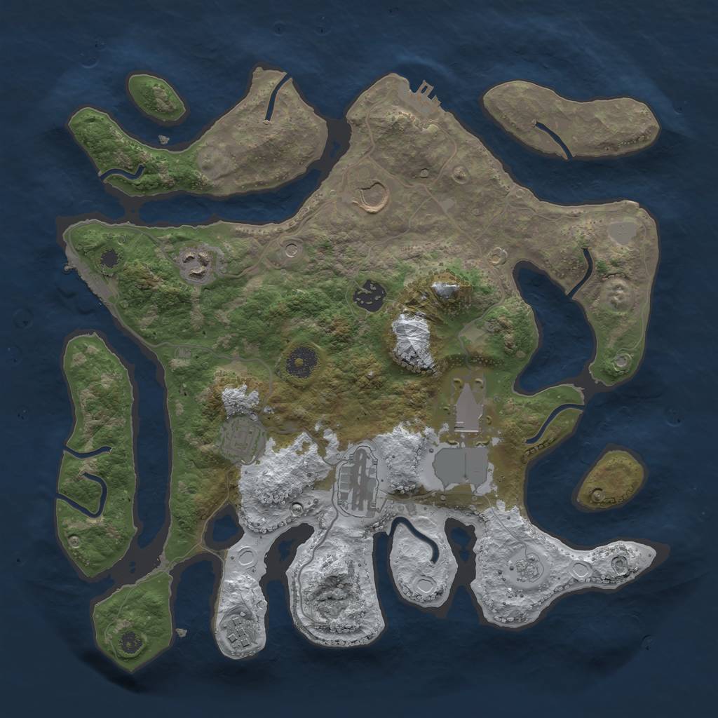 Rust Map: Procedural Map, Size: 3500, Seed: 535294, 16 Monuments