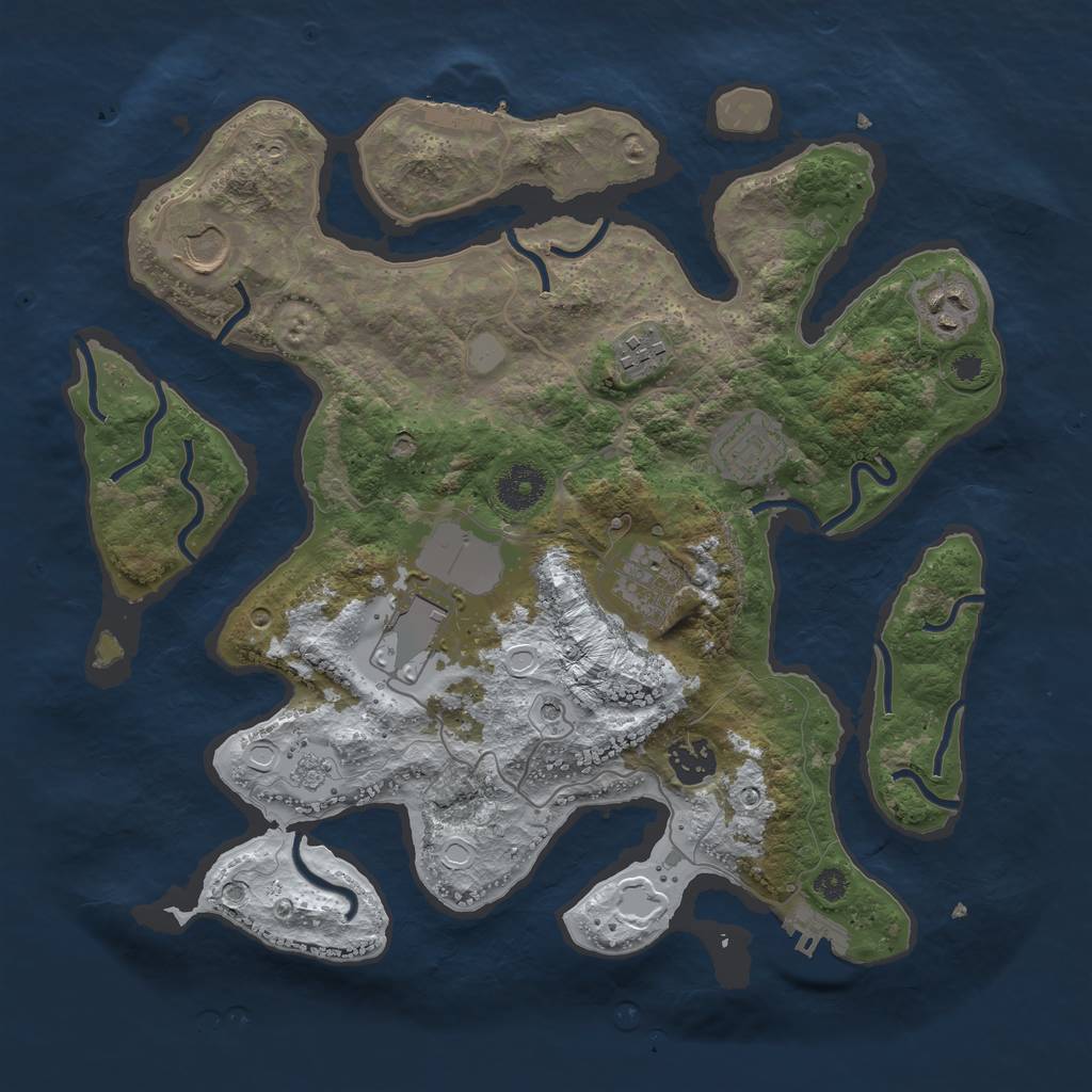 Rust Map: Procedural Map, Size: 3500, Seed: 2493004, 16 Monuments