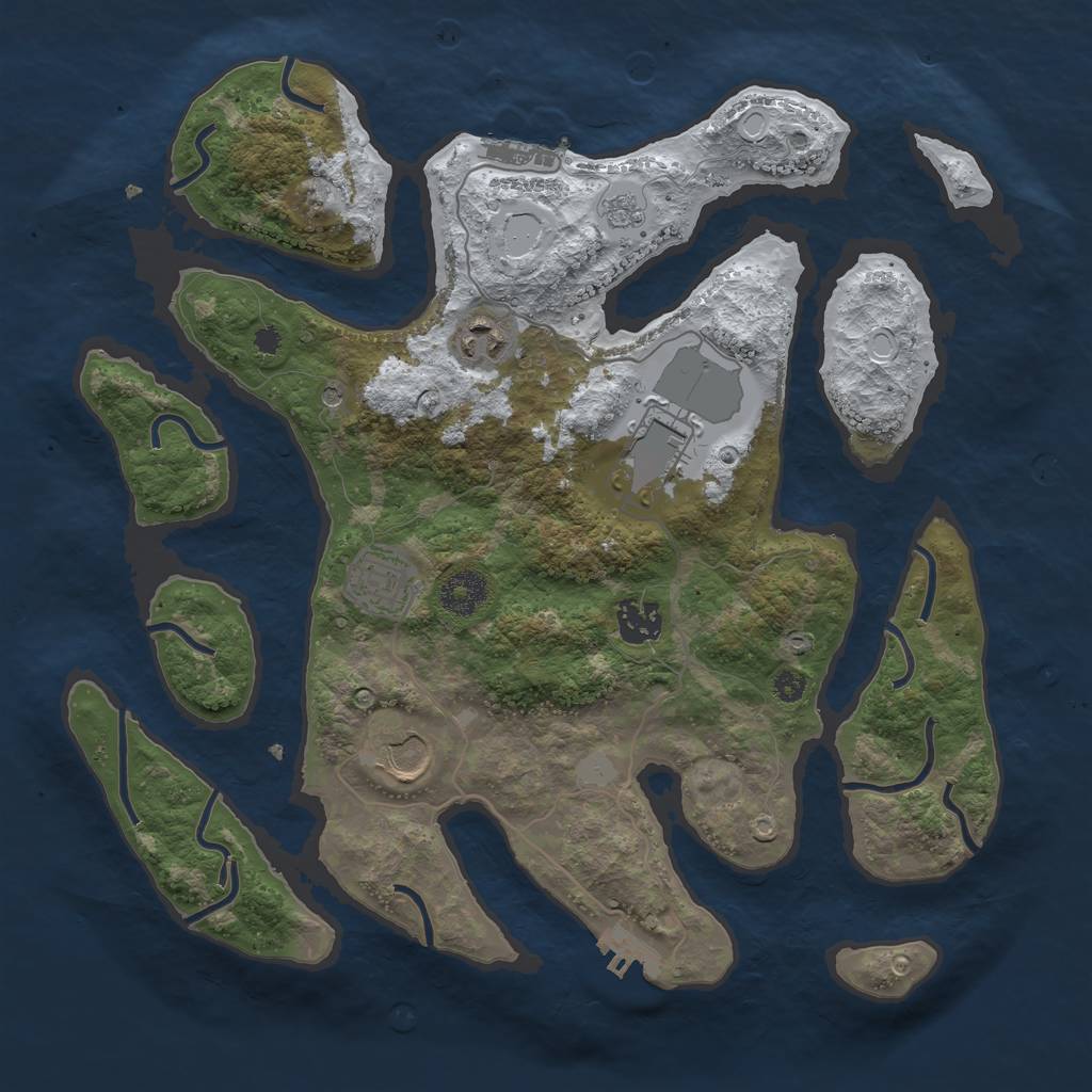Rust Map: Procedural Map, Size: 3500, Seed: 172996, 14 Monuments
