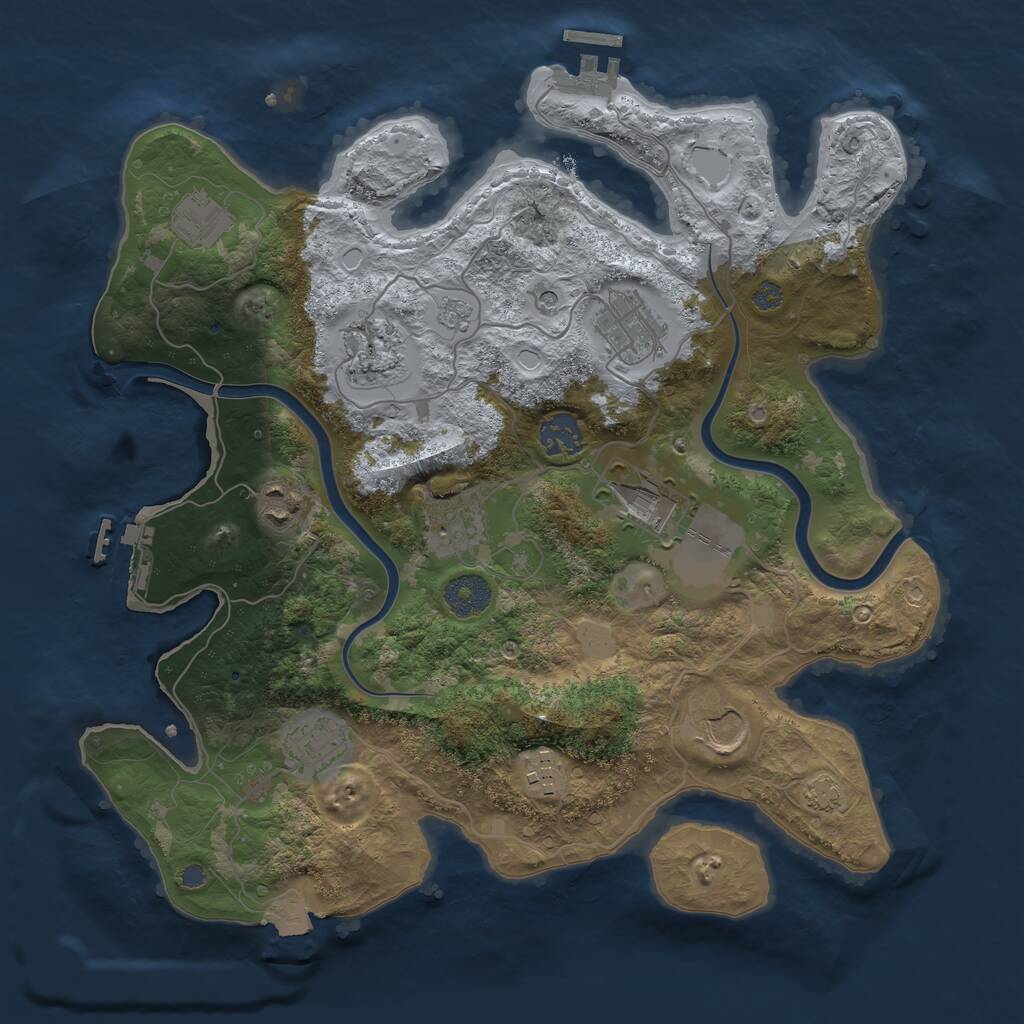 Rust Map: Procedural Map, Size: 3500, Seed: 2392692, 15 Monuments