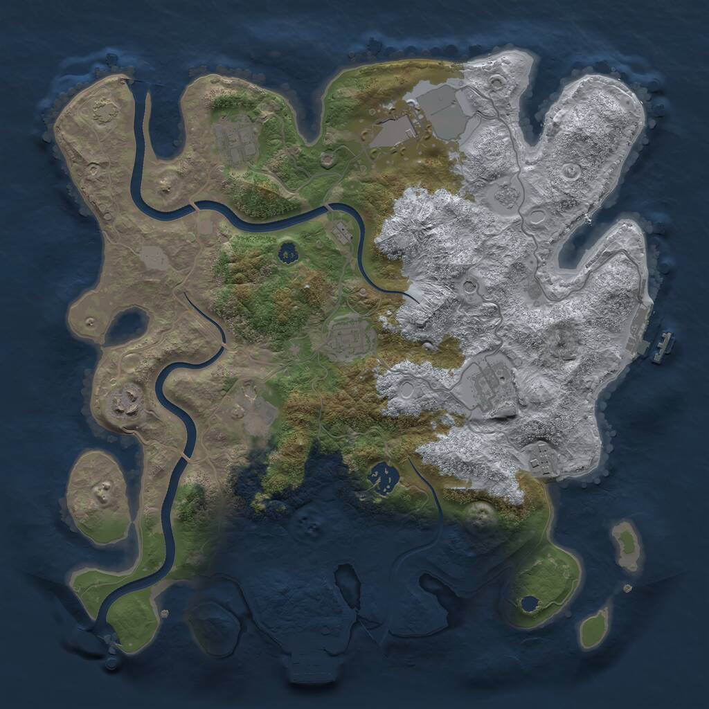 Rust Map: Procedural Map, Size: 3500, Seed: 4288951, 14 Monuments