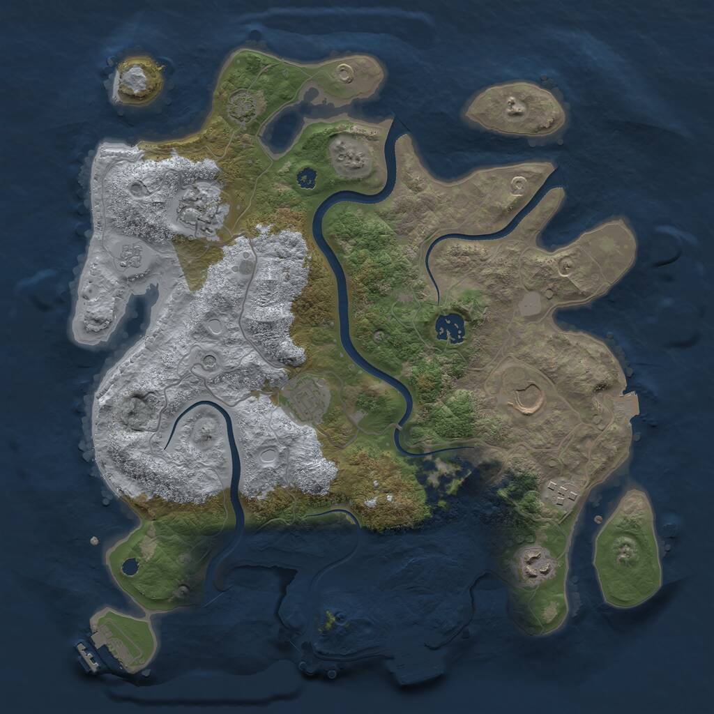Rust Map: Procedural Map, Size: 3500, Seed: 1585019, 12 Monuments