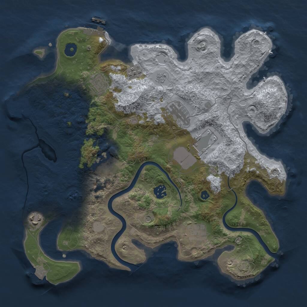 Rust Map: Procedural Map, Size: 3500, Seed: 5409395, 14 Monuments
