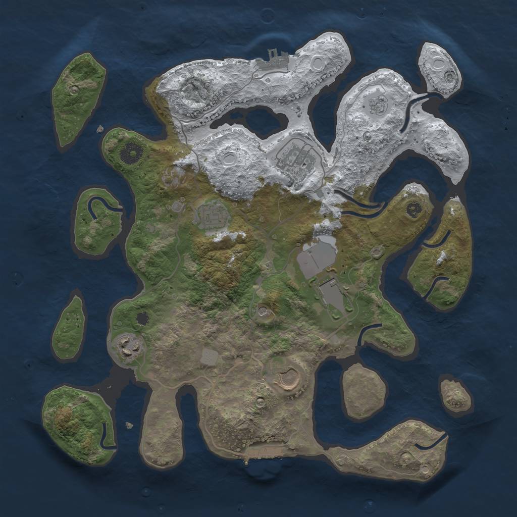 Rust Map: Procedural Map, Size: 3500, Seed: 5166368, 14 Monuments