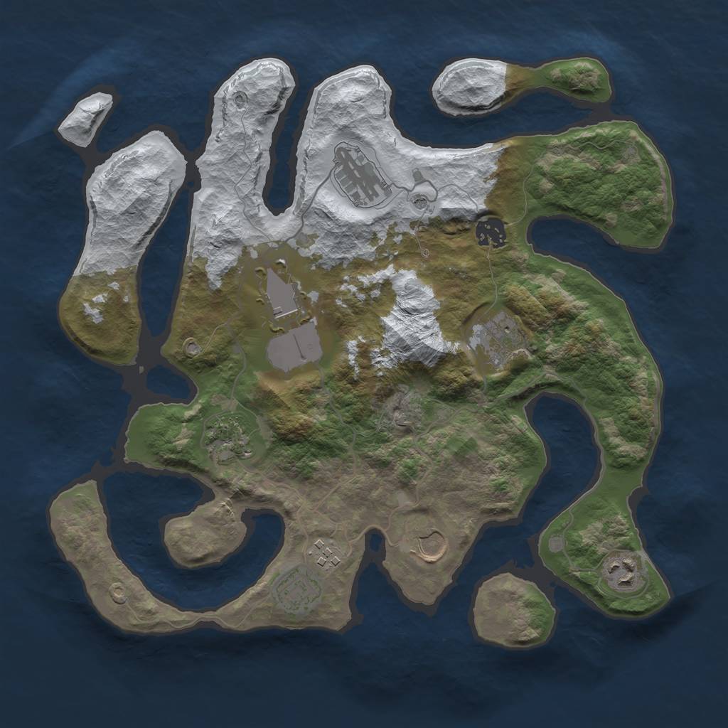 Rust Map: Barren, Size: 3500, Seed: 45, 12 Monuments