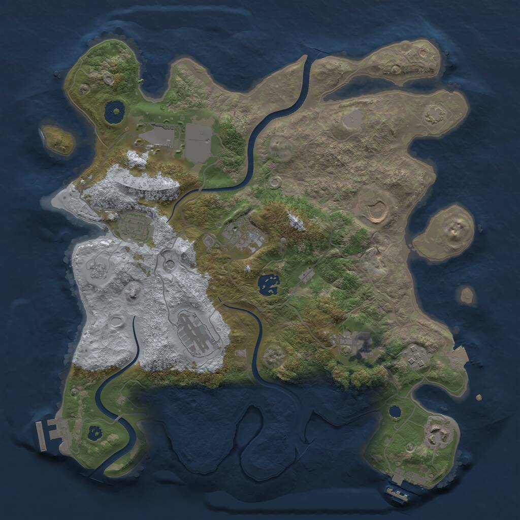 Rust Map: Procedural Map, Size: 3500, Seed: 3390217, 15 Monuments
