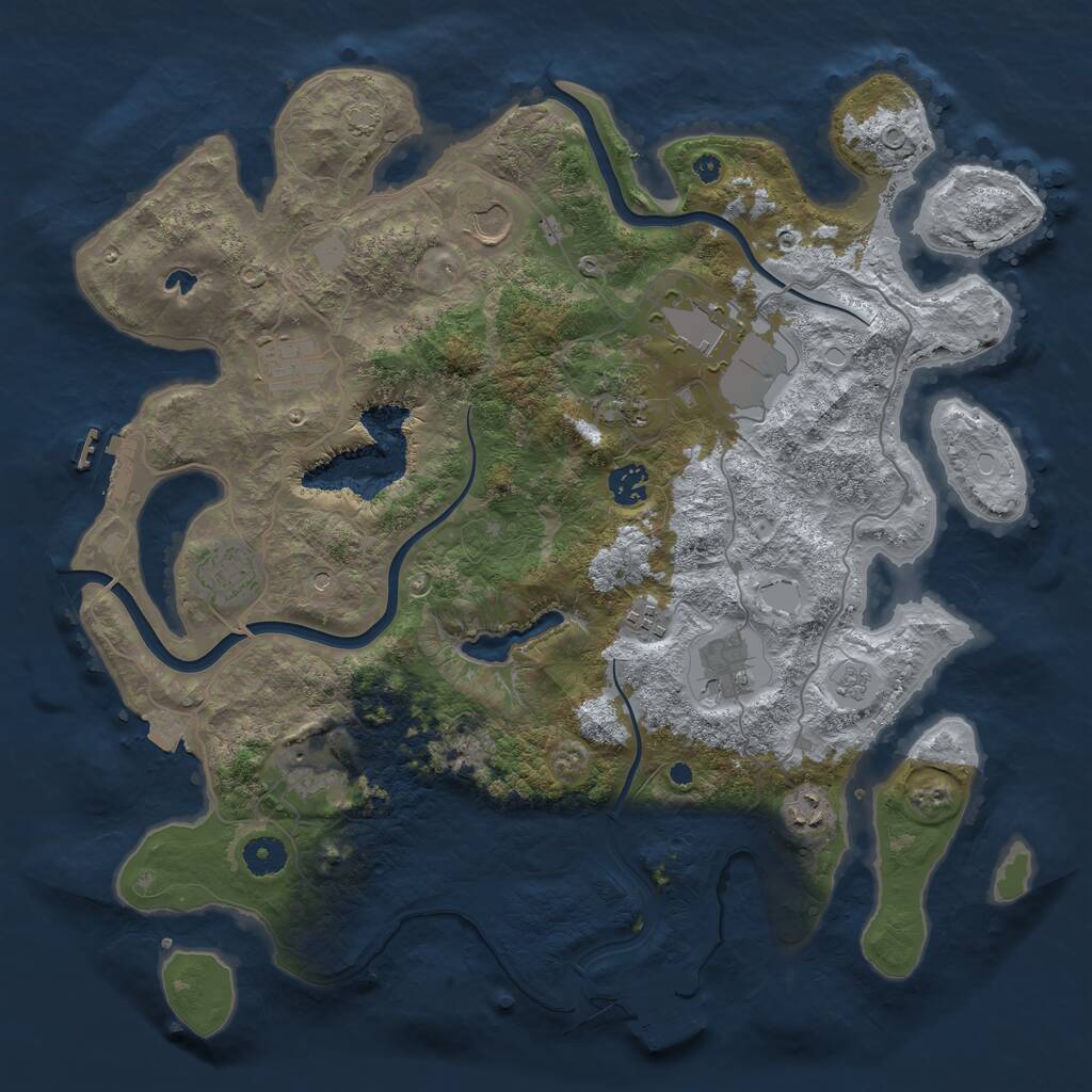 Rust Map: Procedural Map, Size: 4000, Seed: 446569, 16 Monuments