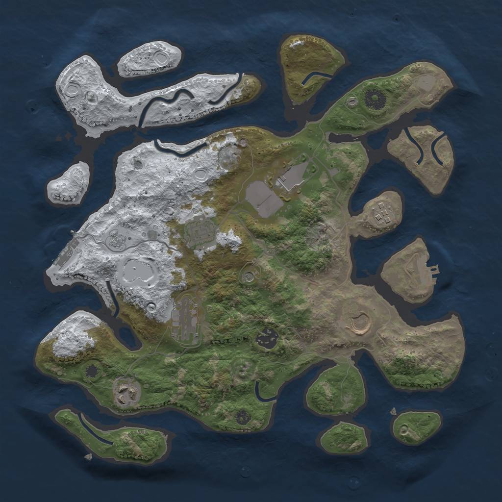 Rust Map: Procedural Map, Size: 3500, Seed: 520161, 16 Monuments