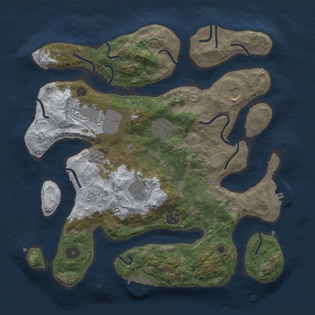 Rust Map: Procedural Map, Size: 3500, Seed: 309877, 15 Monuments
