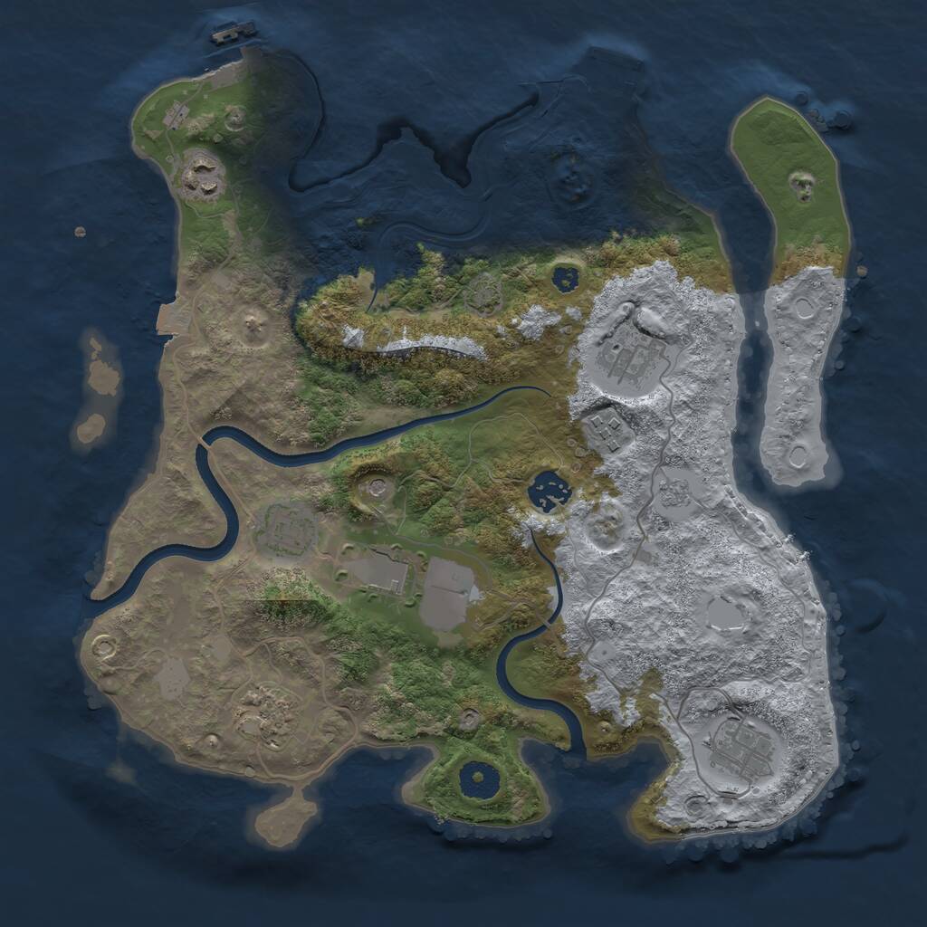 Rust Map: Procedural Map, Size: 3500, Seed: 3264275, 14 Monuments