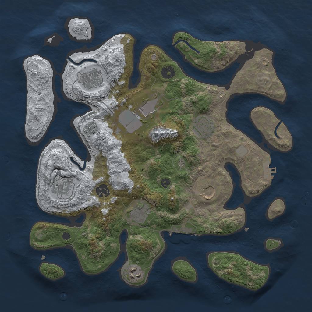 Rust Map: Procedural Map, Size: 3500, Seed: 3760324, 17 Monuments