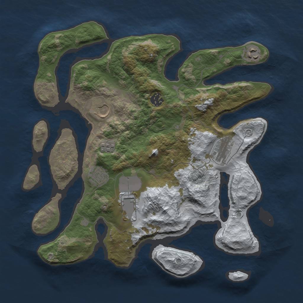 Rust Map: Barren, Size: 3500, Seed: 295752, 10 Monuments