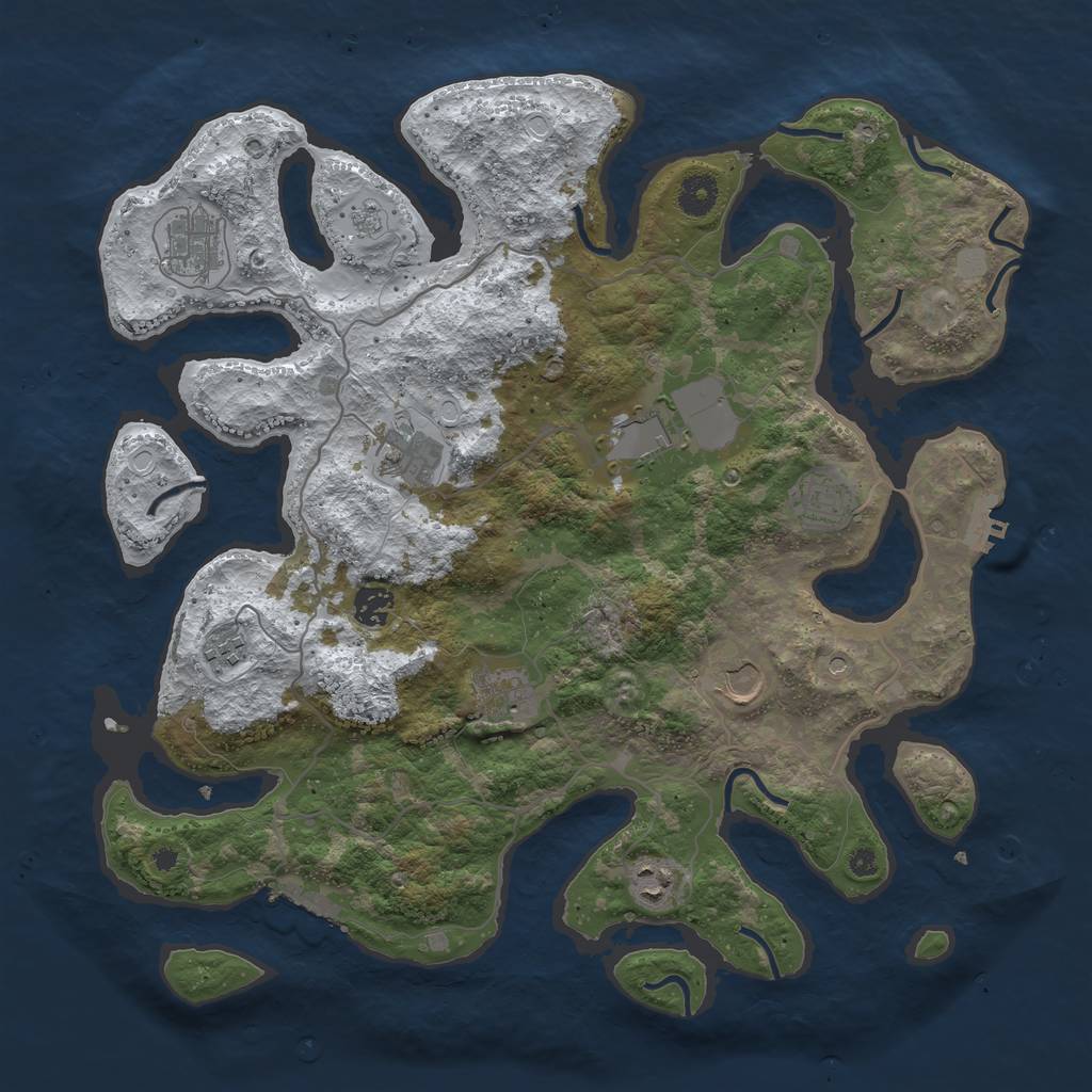 Rust Map: Procedural Map, Size: 4000, Seed: 916925, 18 Monuments