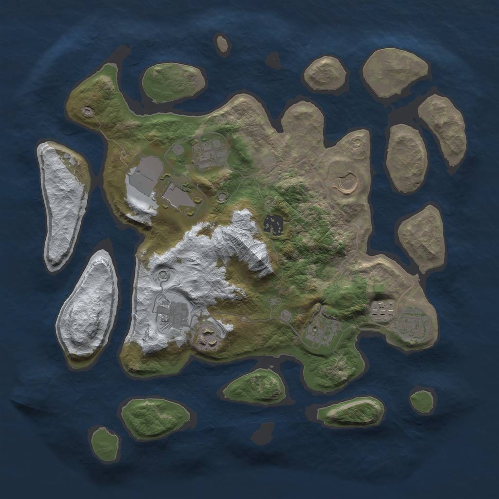 Rust Map: Barren, Size: 3500, Seed: 5543528, 12 Monuments