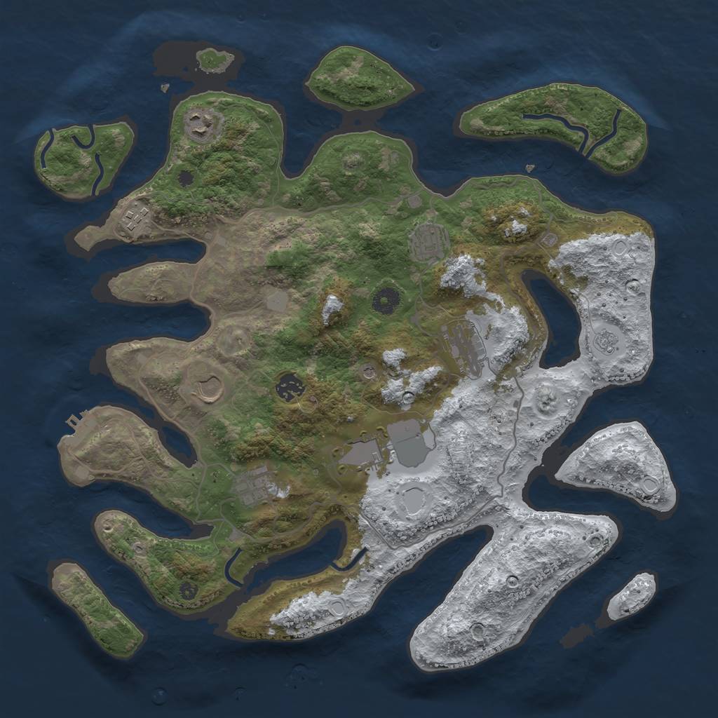 Rust Map: Procedural Map, Size: 4000, Seed: 491408, 16 Monuments