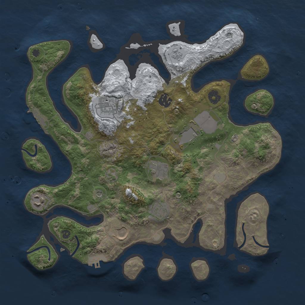 Rust Map: Procedural Map, Size: 3500, Seed: 5660959, 16 Monuments