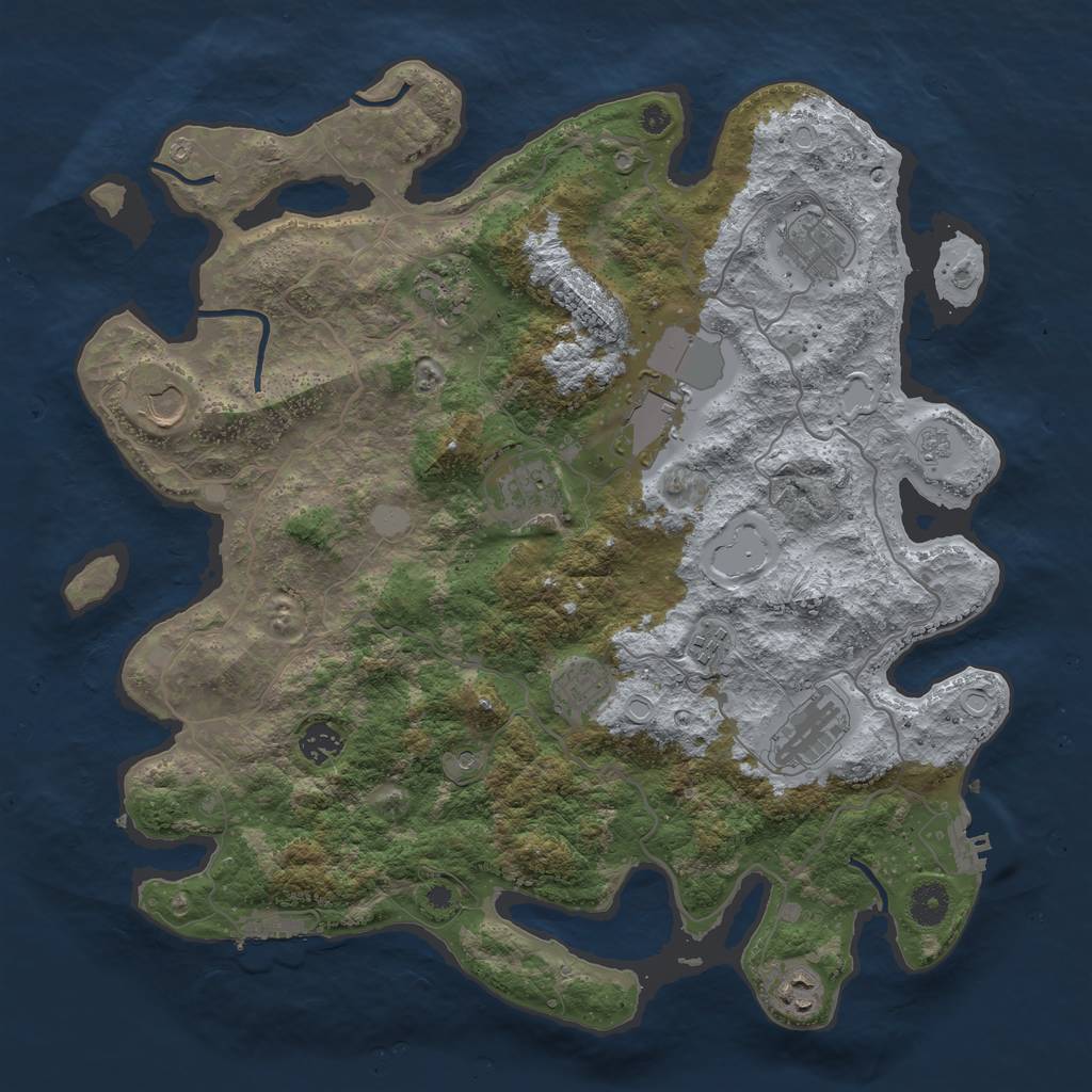 Rust Map: Procedural Map, Size: 4000, Seed: 879520, 17 Monuments