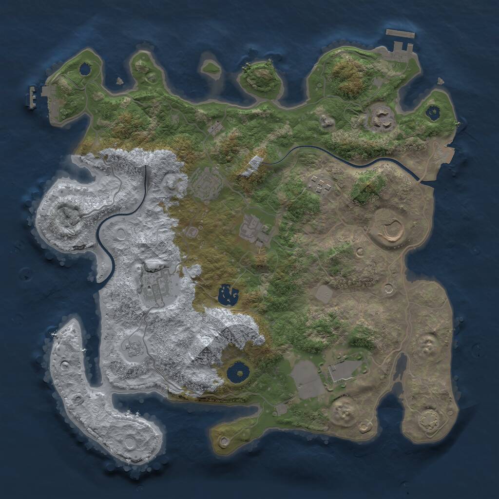 Rust Map: Procedural Map, Size: 3500, Seed: 6159534, 14 Monuments