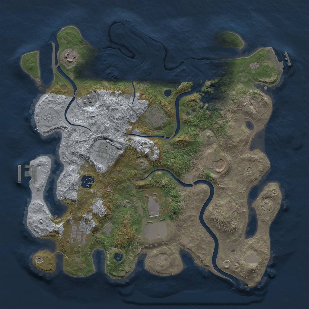 Rust Map: Procedural Map, Size: 3500, Seed: 3379990, 14 Monuments