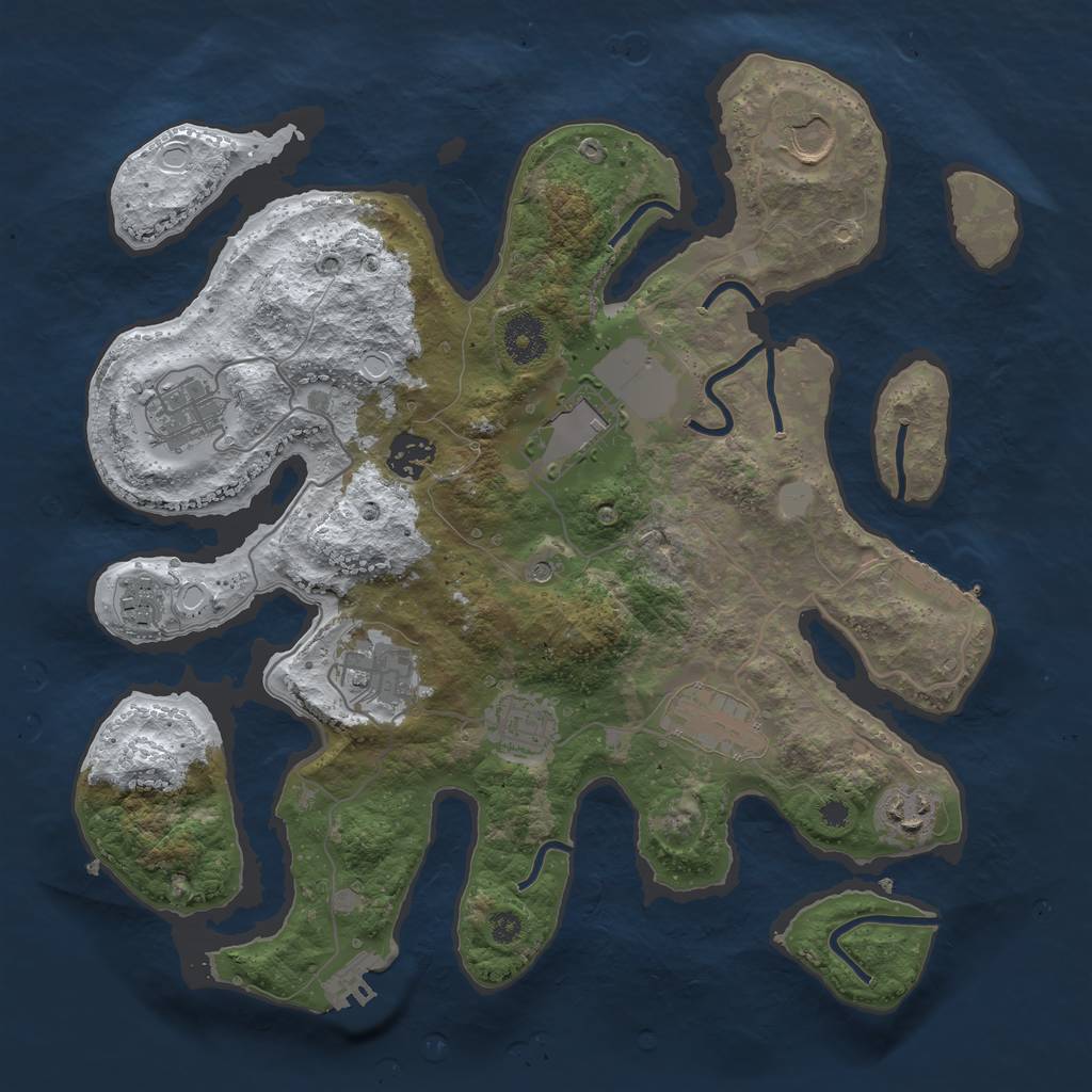 Rust Map: Procedural Map, Size: 3500, Seed: 2914528, 17 Monuments