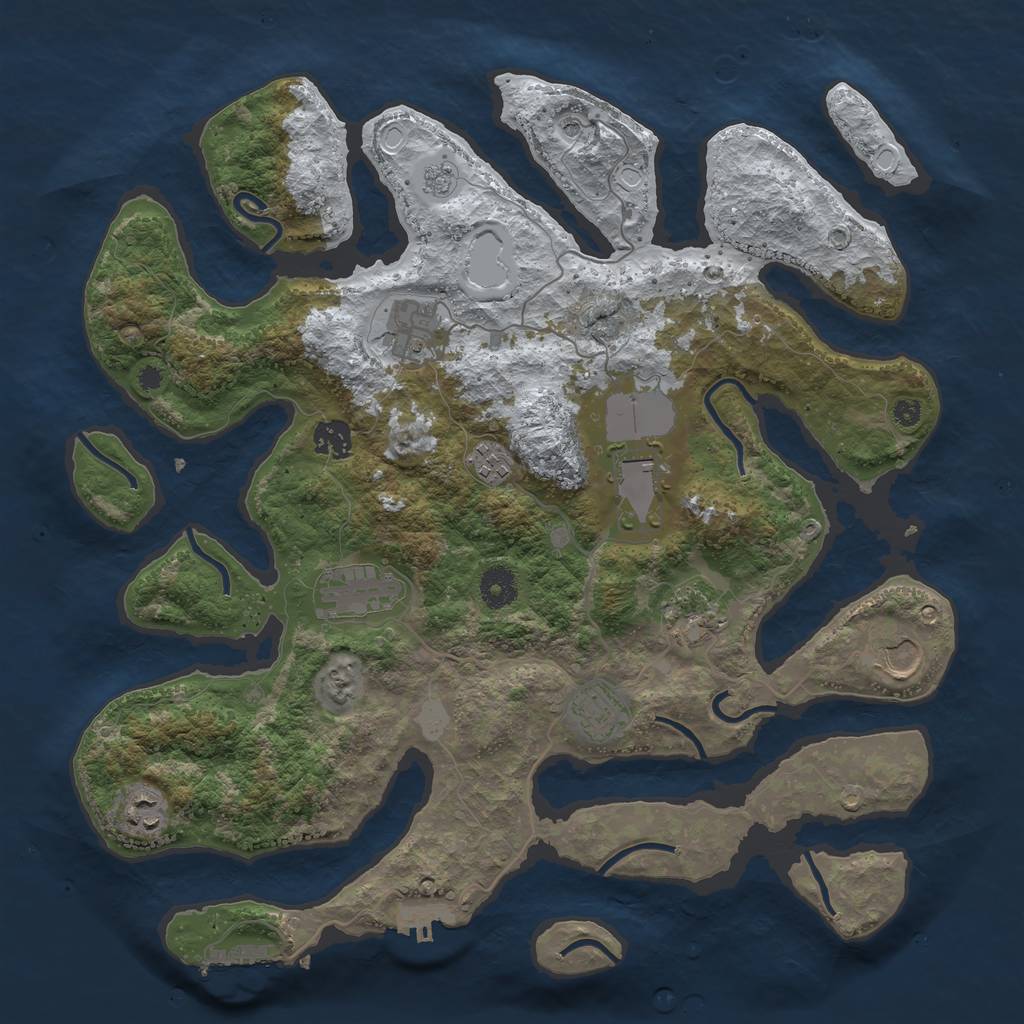 Rust Map: Procedural Map, Size: 3850, Seed: 116369486, 18 Monuments