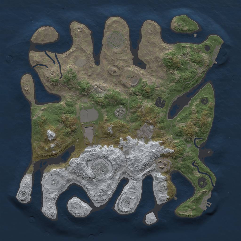 Rust Map: Procedural Map, Size: 3500, Seed: 5712388, 17 Monuments