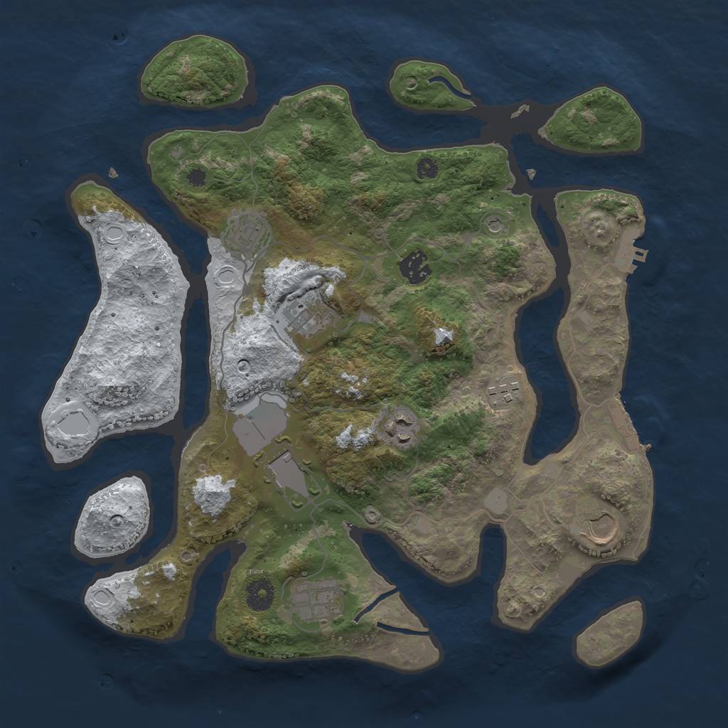 Rust Map: Procedural Map, Size: 3500, Seed: 3411763, 16 Monuments