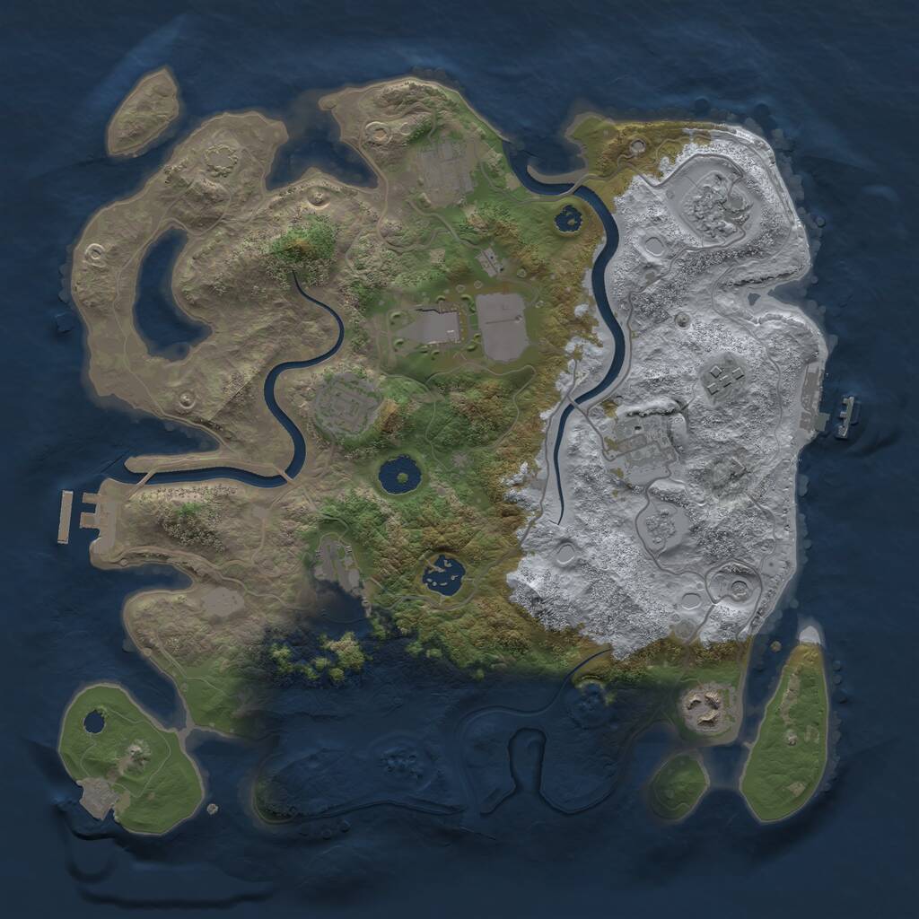 Rust Map: Procedural Map, Size: 3500, Seed: 1000756, 15 Monuments