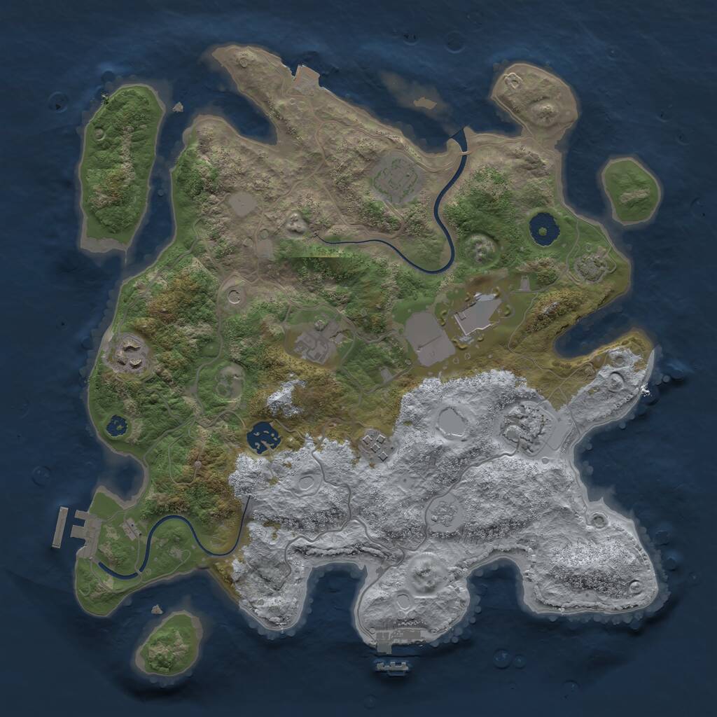 Rust Map: Procedural Map, Size: 3500, Seed: 6073234, 13 Monuments