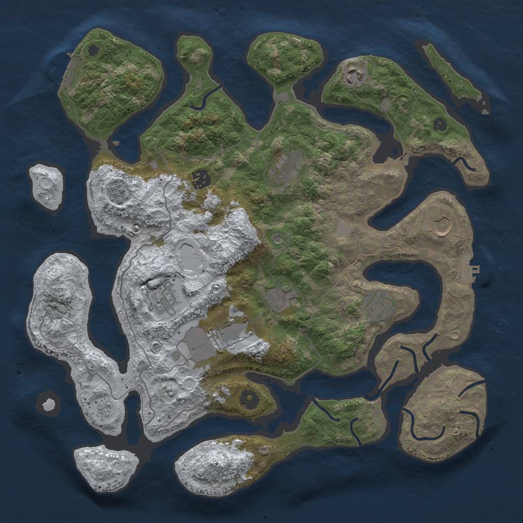 Rust Map: Procedural Map, Size: 4000, Seed: 129384, 18 Monuments