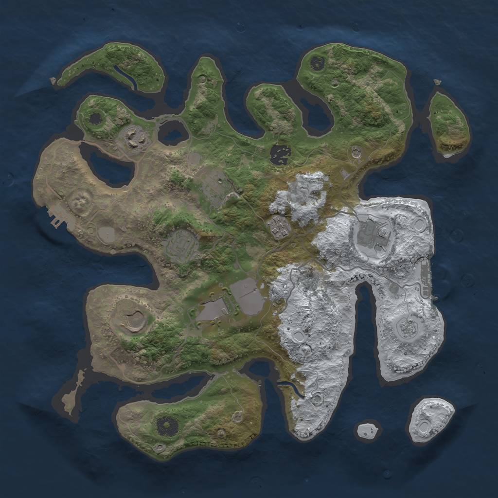 Rust Map: Procedural Map, Size: 3500, Seed: 1216903, 17 Monuments