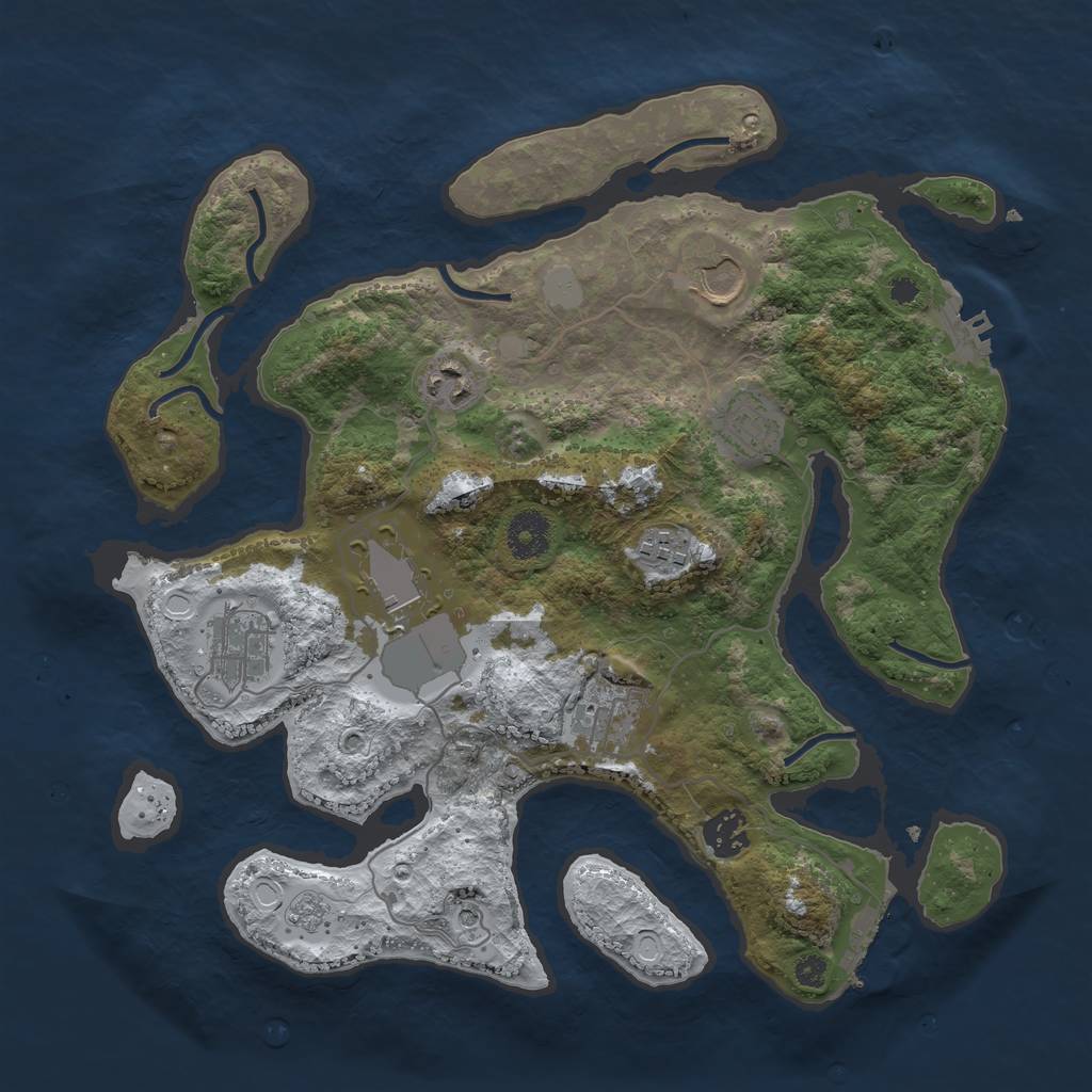 Rust Map: Procedural Map, Size: 3500, Seed: 2477212, 17 Monuments