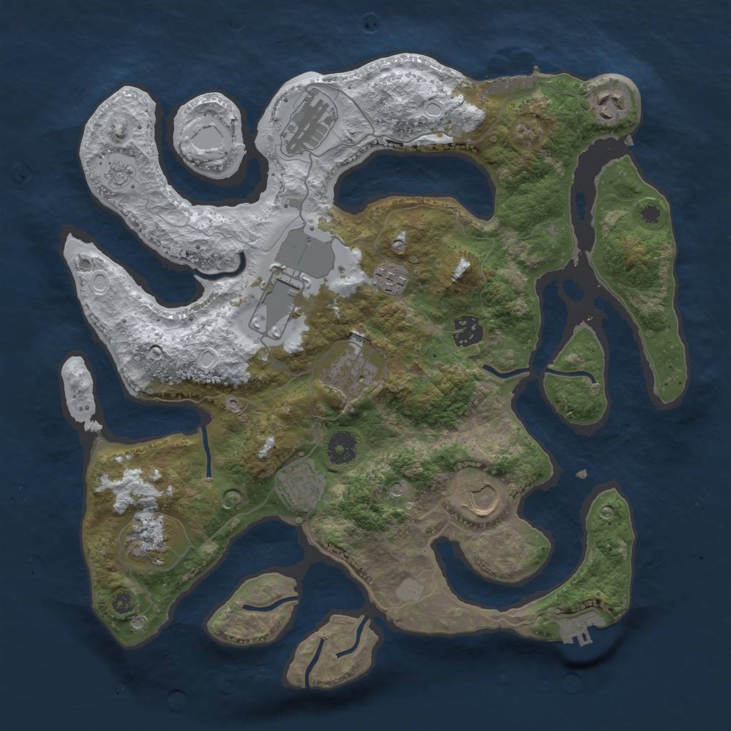 Rust Map: Procedural Map, Size: 3500, Seed: 564852, 18 Monuments