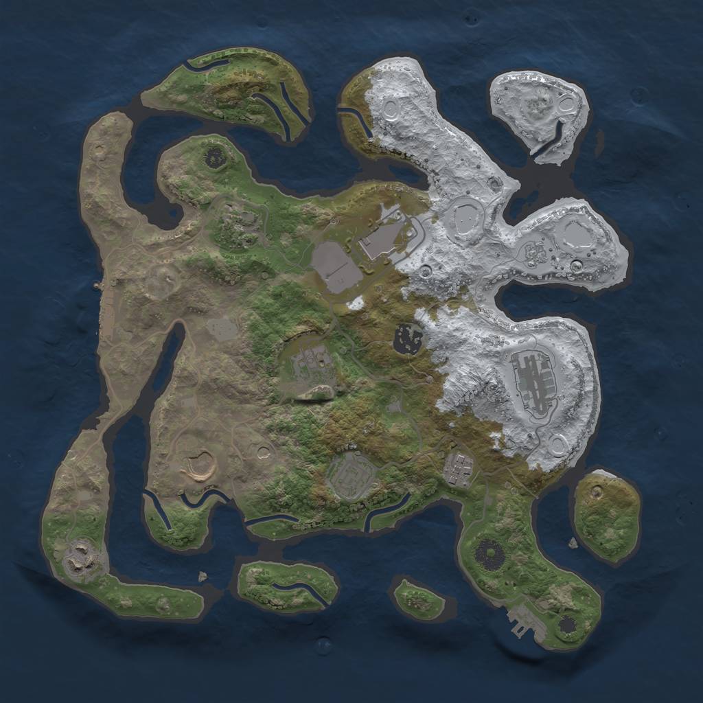 Rust Map: Procedural Map, Size: 3500, Seed: 3060122, 18 Monuments
