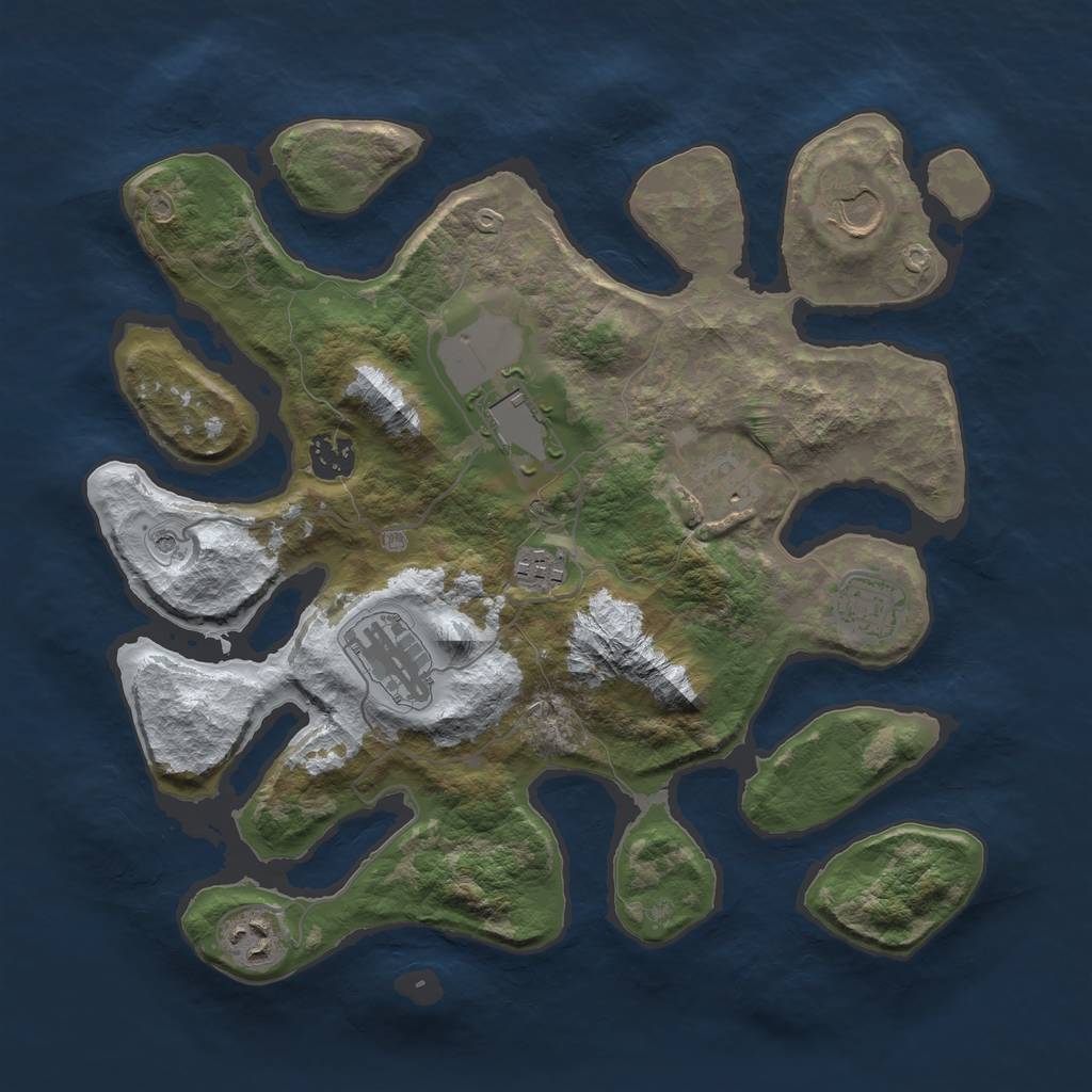 Rust Map: Barren, Size: 3500, Seed: 5549002, 11 Monuments